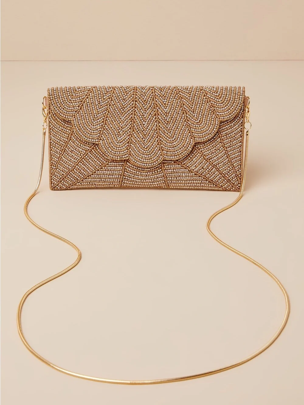 Beaded Scallop Clutch - Gold